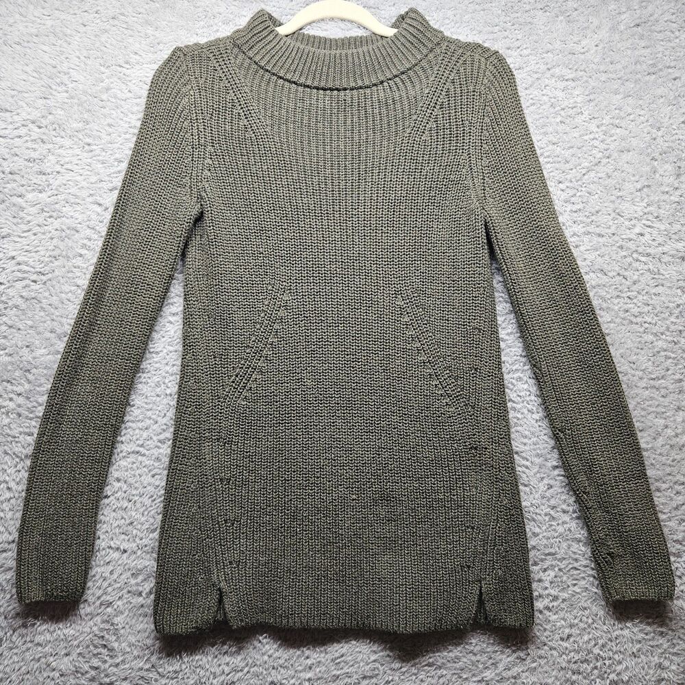Talbots Green Knit Tunic Sweater Womens Size XS Mockneck Classic